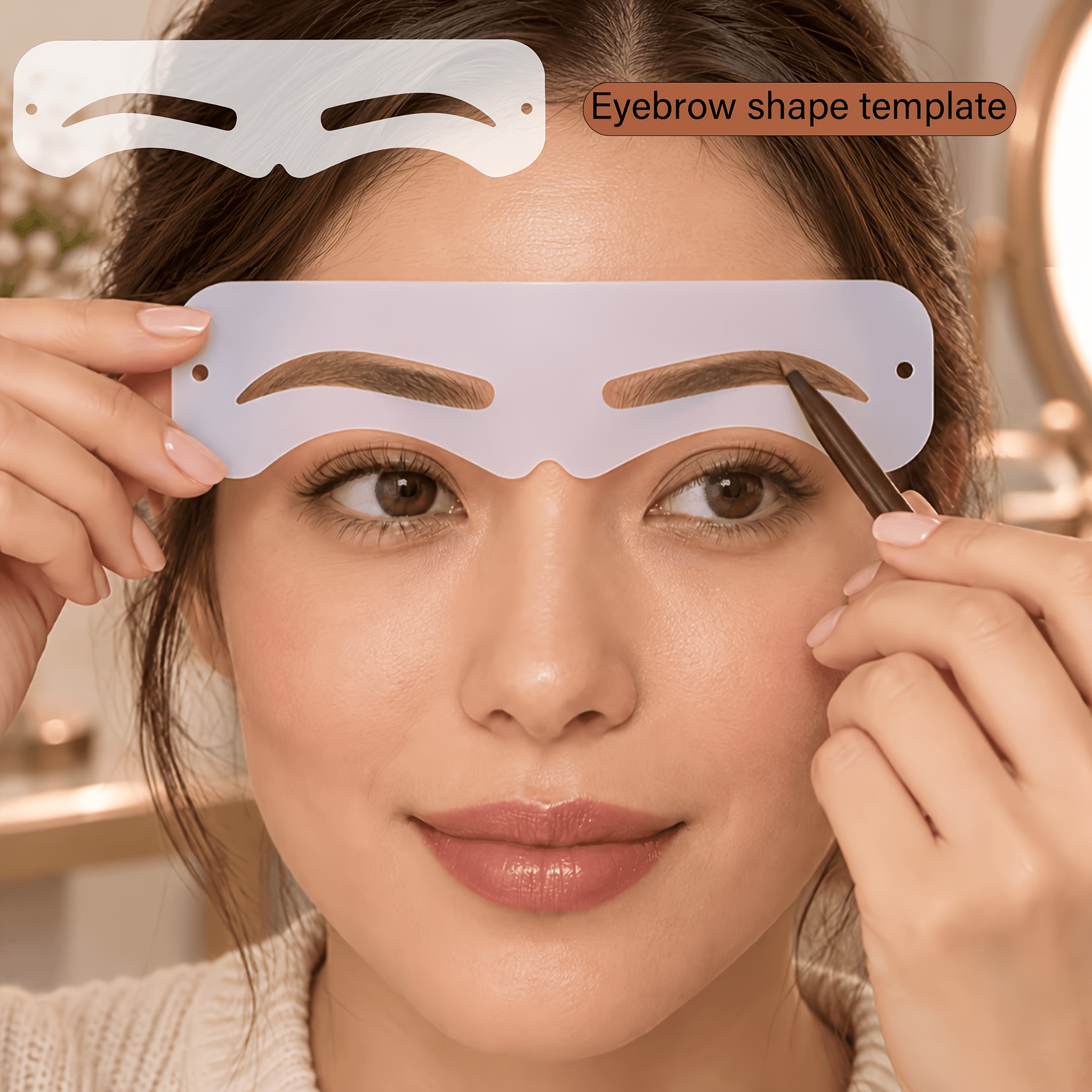 TEMU 1pc 6.69x1.65inch Eyebrow Shaping Stencil, Reusable Pet Brow Drawing Template For Eyebrow Makeup, Brow Positioning, , , Beginner Practice, And