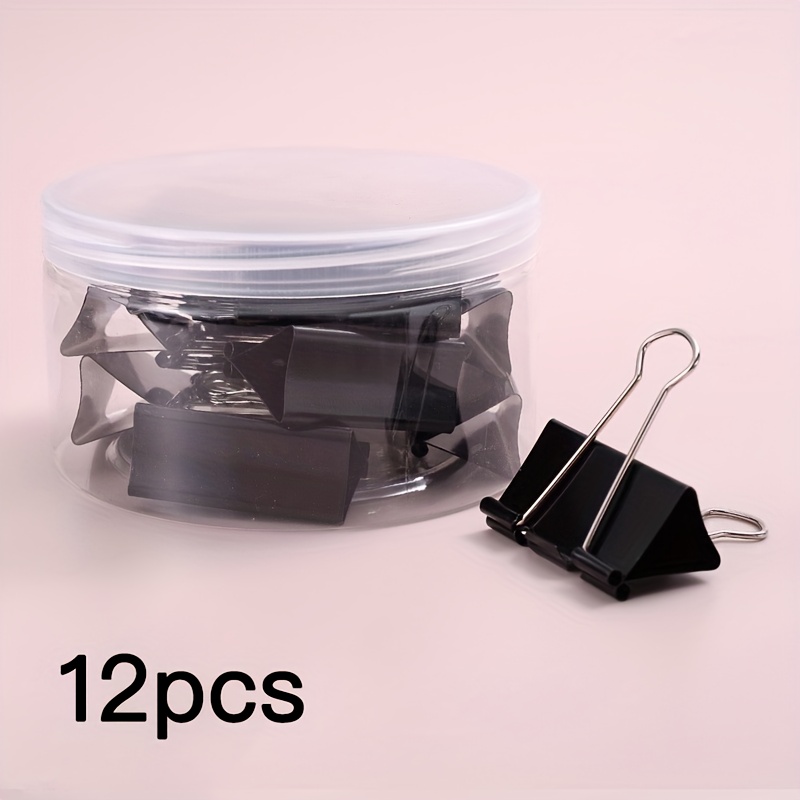 TEMU 12 Extra Large Black Binder Clips, 2 Inches, 51mm Standard, Oversized Clips, Office Supplies Large Paper Clips, Foldable Clips, Document Binder