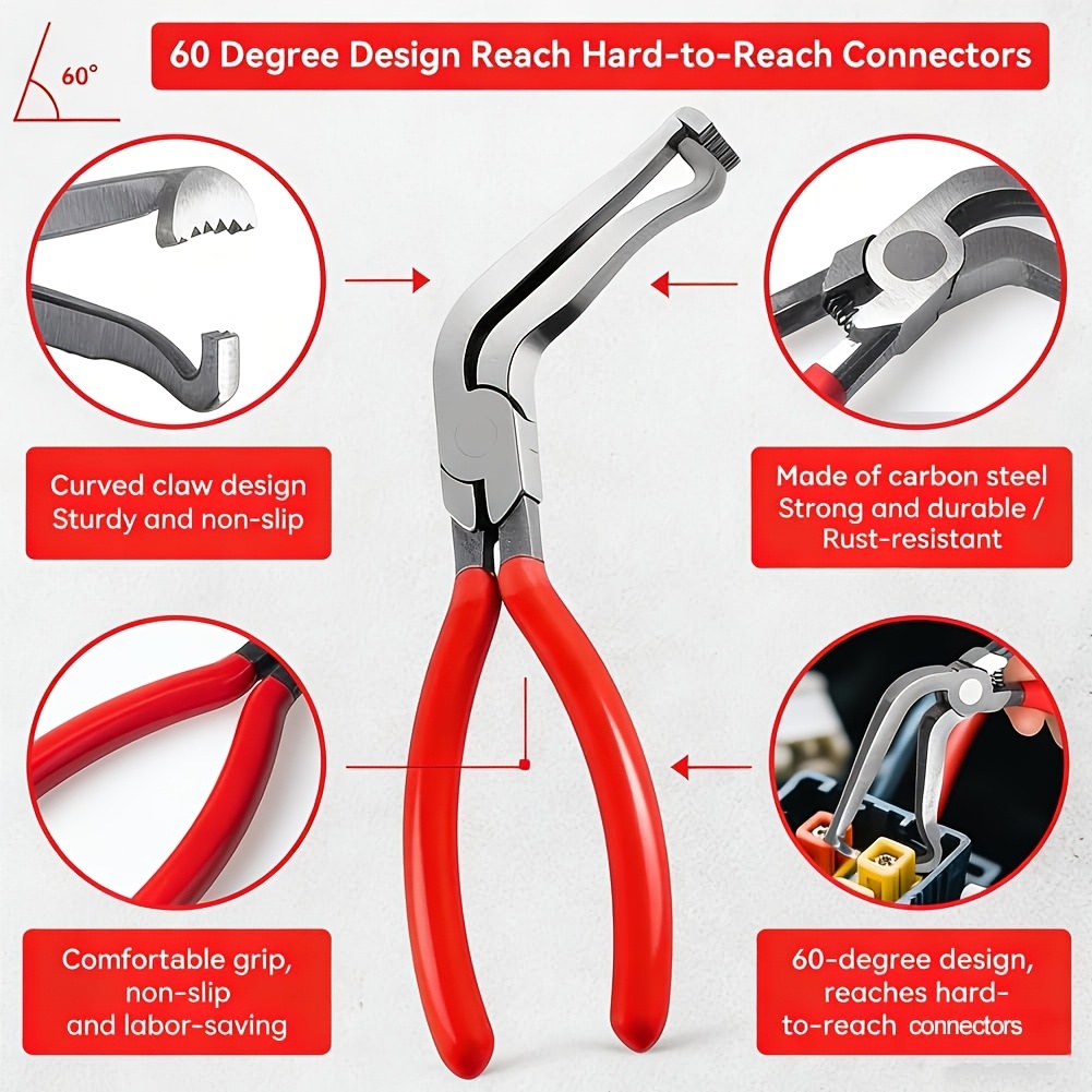 5pcs auto electrical disconnect plier set hose clamp pliers tool set electrical disconnect pliers high carbon steel 60 degree angled joint separator auto repair hose clamp tool Product details 2