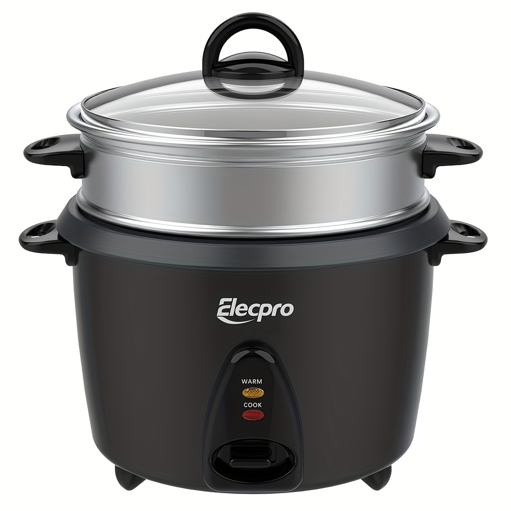 Image of Elecpro Large Rice Cooker 10 Cups 8l , Cooking 1 People, Glass Lid, Removable Food-grade Pan, Aluminum Steamer For Soups, , Grains And Oatmeal