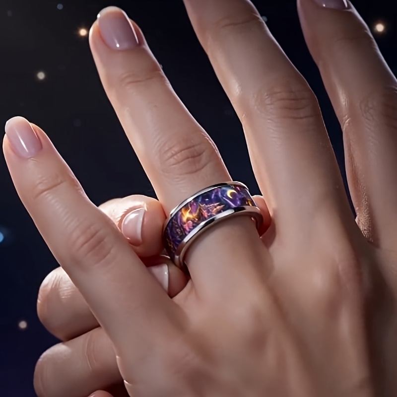 Dreamy Unisex 304L Stainless Steel Wish Bottle Ring with Star and Moon
