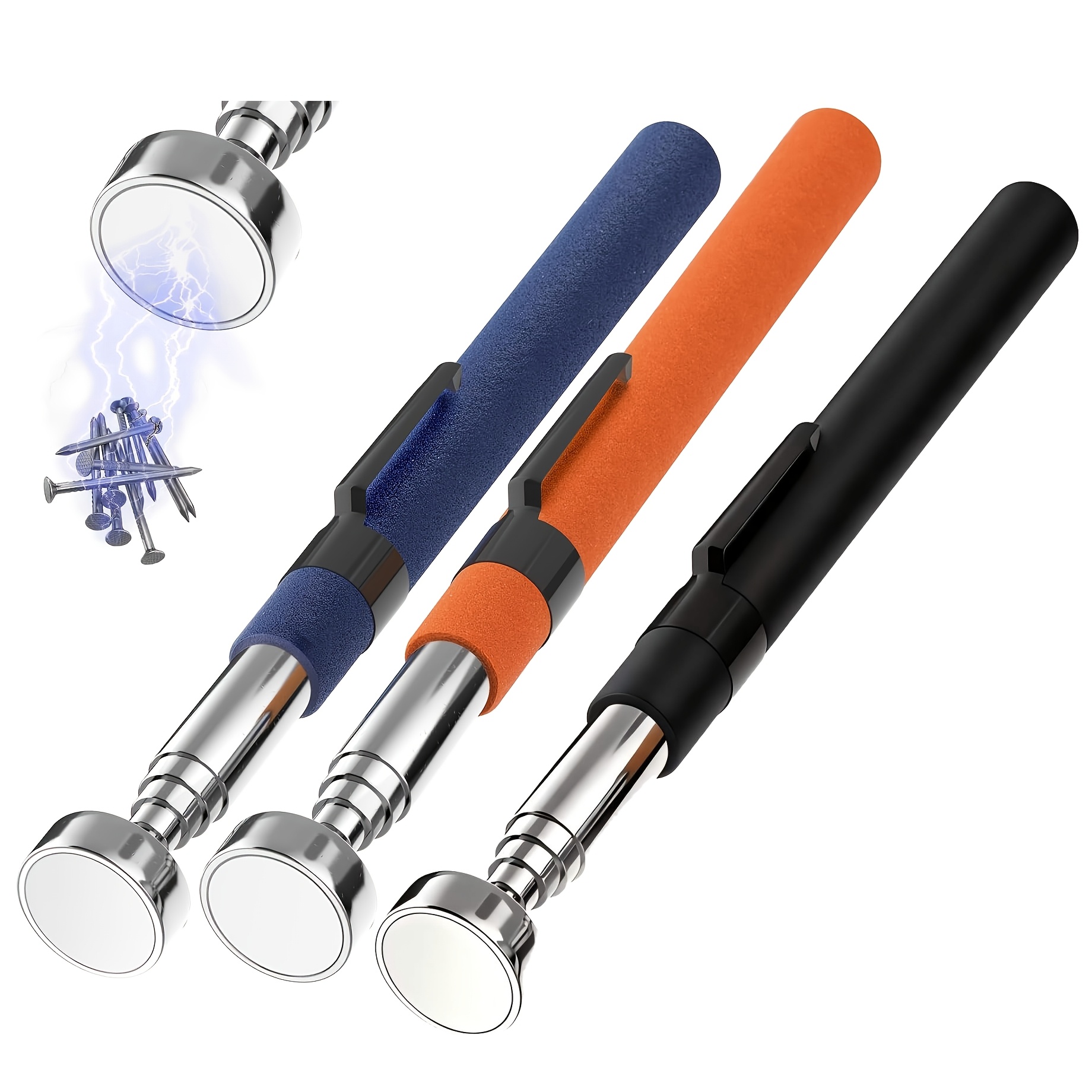 TEMU Random 3pcs Colors Of 8lb Blue Telescopic Magnetic Rods. Extendable To 72cm Steel Magnetic Tool, Retractable Magnetic Tool, Suitable For Repair,