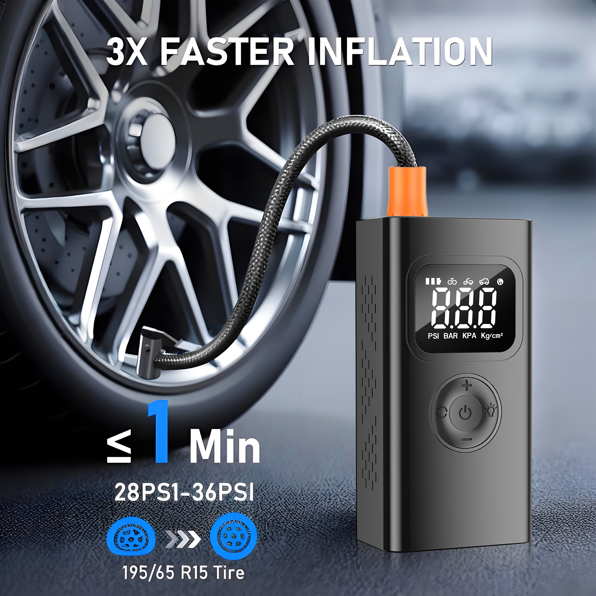 STSCELZ Smart 150 PSI Cordless Tire Inflator Pump for tire pressure service detail image 1