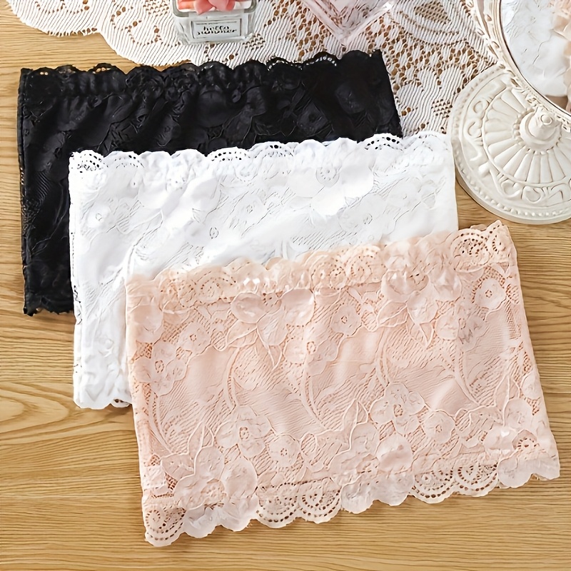 Image of 3pcs Women's Strapless Tubular Tops - Non-slip Seamless Breathable Underwear With Back Coverage, 100% Polyester Non- Fabric, Hand Wash Only, White/black/apricot