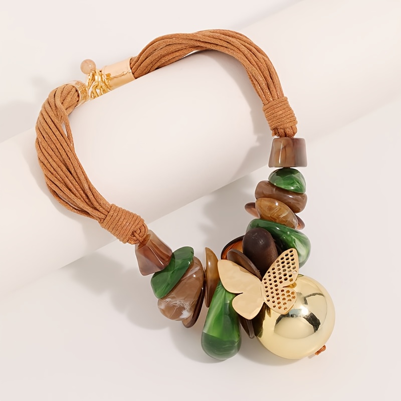 TEMU Collar de fibra con colgante geométrico de moda bohemia, 1 pieza - De uso para uso diario y fiestas, un accesorio de moda versátil para todas ,