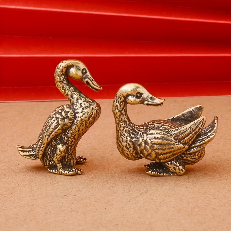 

Vintage Brass Duck Couple Statue - Perfect For Home & Office Decor, Tea Pet Gift, Wedding Accent, And Desktop Charm