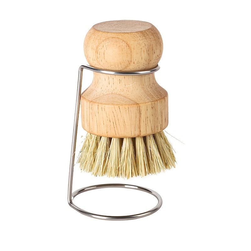 Image of Set Of 2, Kitchen Brush Made Of Natural Bristles With A Draining Feature - From Wood And Coconut Fiber For Cleaning Dishes And Pans, Rustic Design