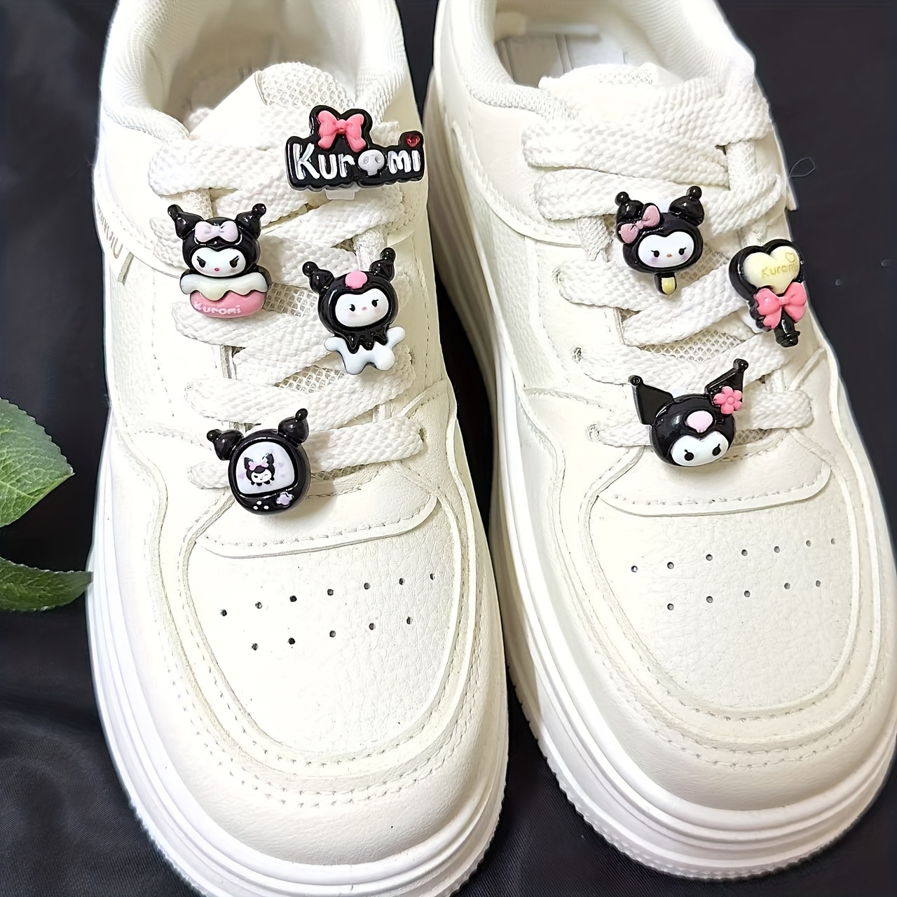 Image of 7pcs Cartoon Sneakers Shoe Shoelace Decoration Cute Kuromi Shoe Set Suitable For Decorating Personalized Dress Up Ornaments Birthday Gifts