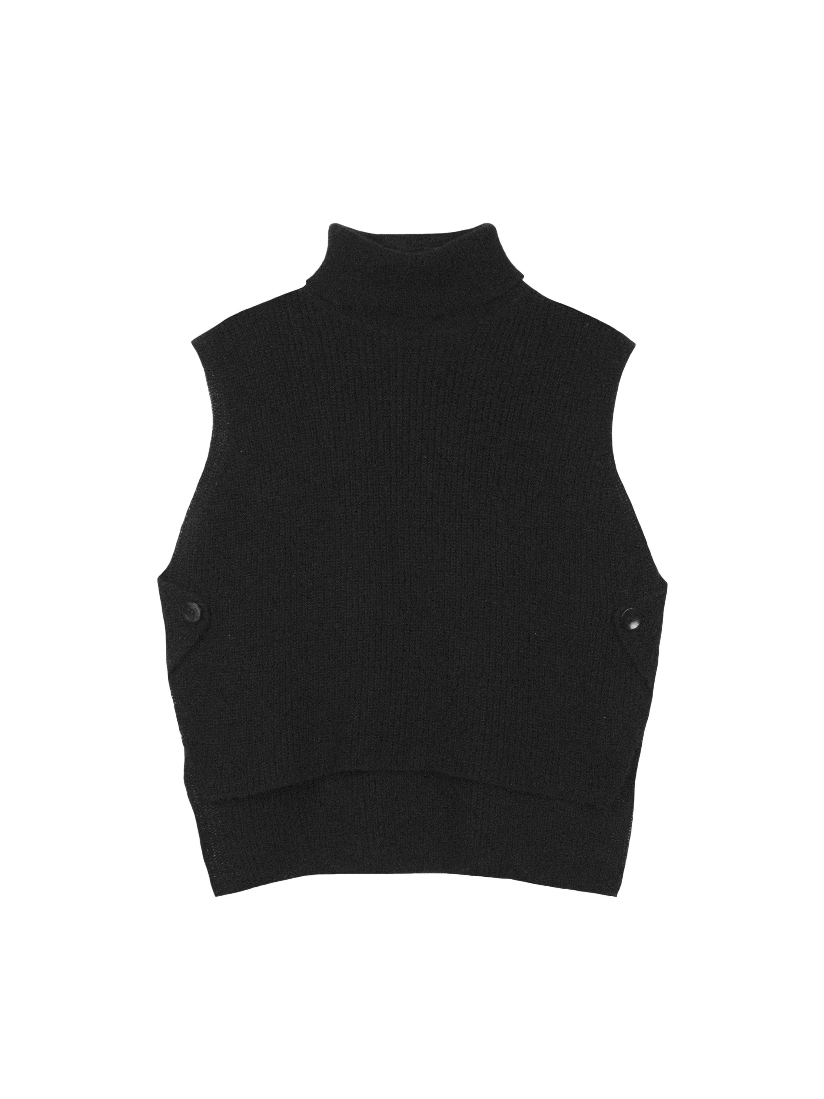 Solid Turtle Neck Split Sweater Vest Casual Sleeveless - Temu Canada