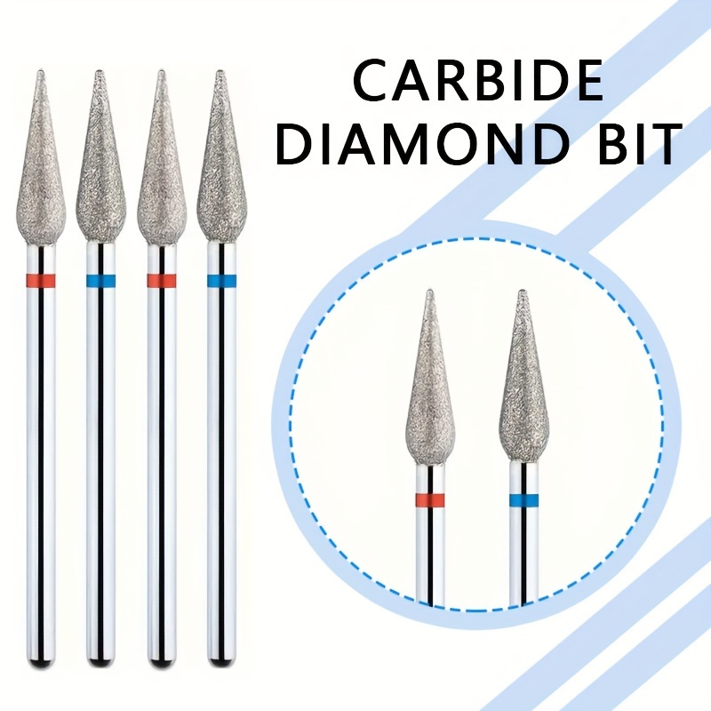 4pcs Drop Shape Carbide Cuticle Clean Burr Drill Bit Set