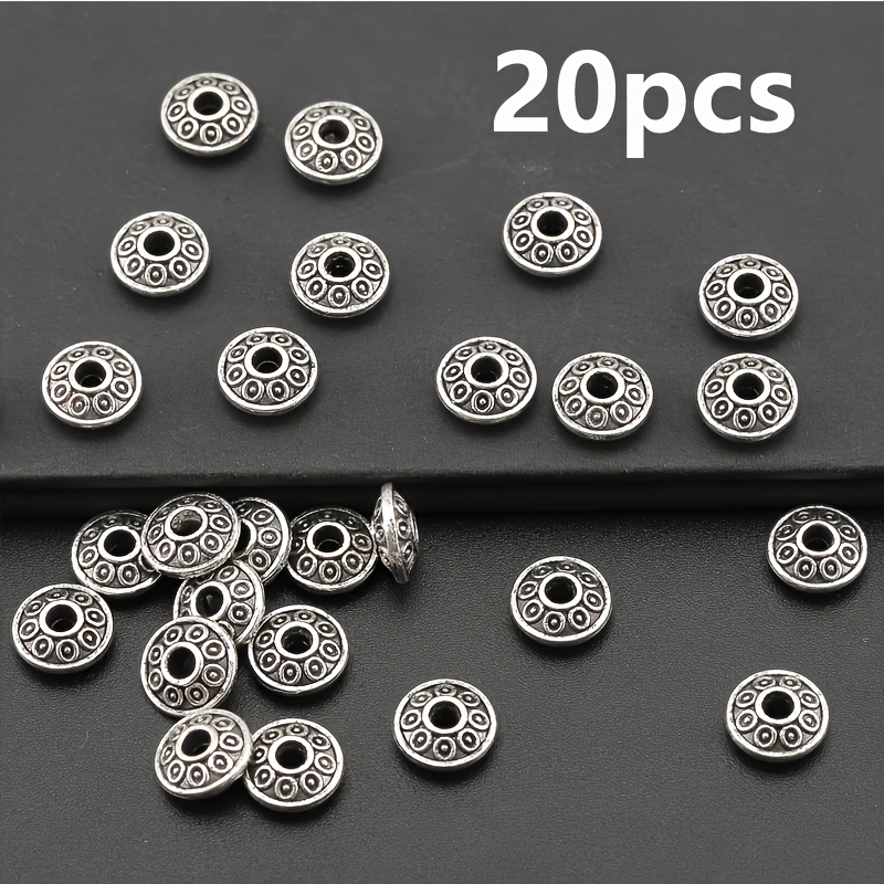 50pcs/20pcs 8mm Tibetan Silvery Ufo Style Spacer Beads Suitable For Diy Craft Bracelet Necklace Jewelry Making Accessories