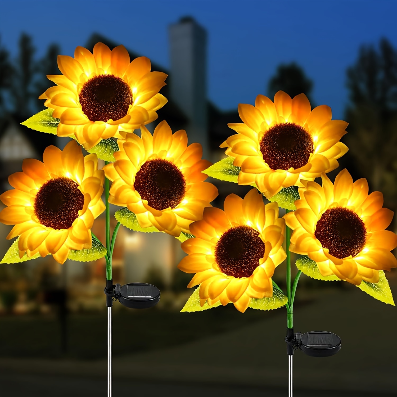 

4 Packs Of - Solar Sunflower Outdoor Decorative Pile Lights, Updated 12 Led , Yard Lights, Lawn Lights, Small Street Lights, Terrace Lights, Backyard Decorative Lights, Gift For Mom