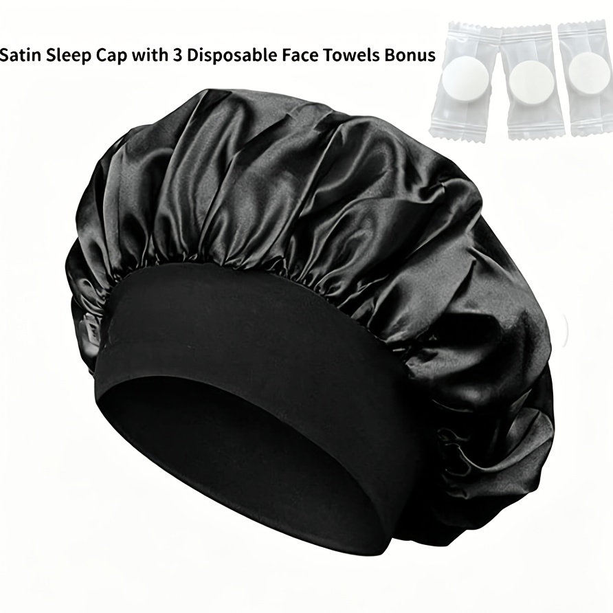 TEMU 4pcs Set: 1 Shower Cap + 3 Disposable Face Towels. Unisex Design, Lightweight And . Fits Head Shapes And Hair Types, Including Long, Short, And