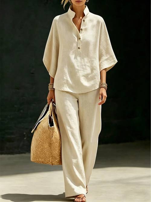 two piece set top and wide leg pants womens elegant suit summer beach wear