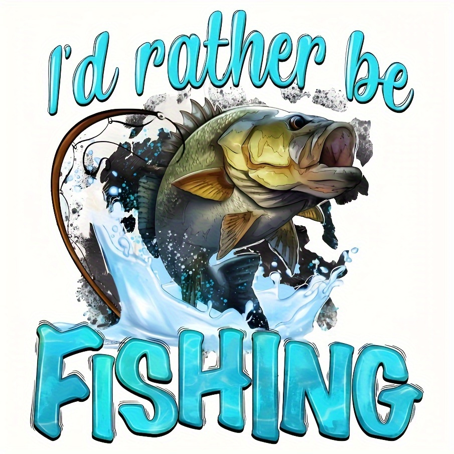 

8pcs 'i'd Rather Be Fishing' Iron-on Transfer Decals - Diy Customization For T-shirts, Jeans, Backpacks & More - Plastic Heat Press Patches For Style