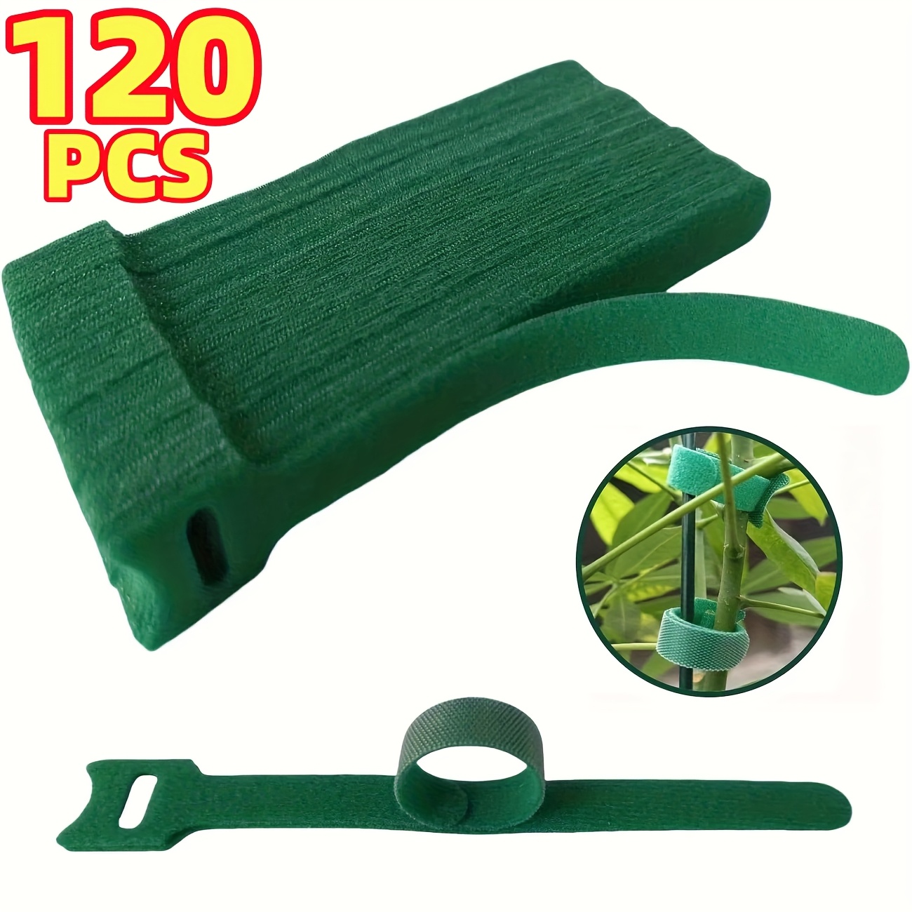 E-shop 120 Stück Wiederverwendbare 6-Zoll Rutschfeste Nylon-Pflanzenbandagen mit Verstellbaren Befestigungen, Grün - Ideal für Kletterpflanzen &