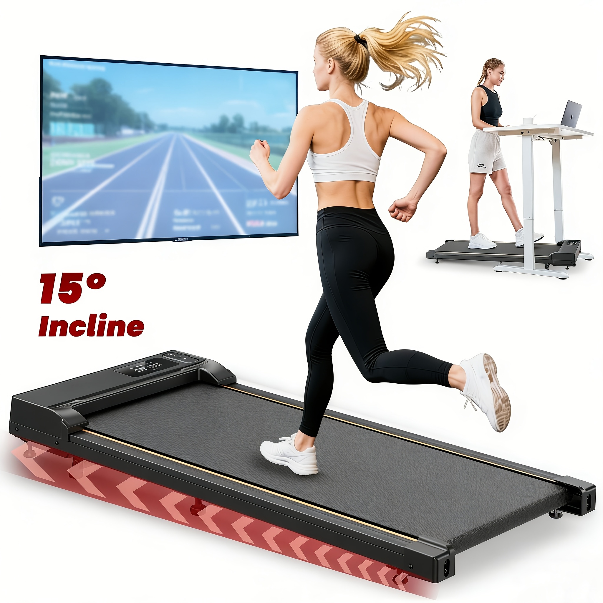 TEMU Cinta de correr plegable con pantalla LED - Máquina portátil adecuada para gimnasio en casa y uso en oficina, funcionamiento sin baterías, no
