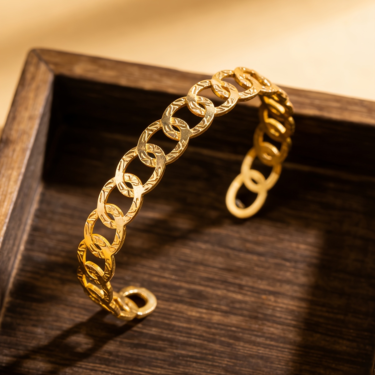 Women's Adjustable Luxurious Golden-Plated Stainless Steel Bangle Bracelet