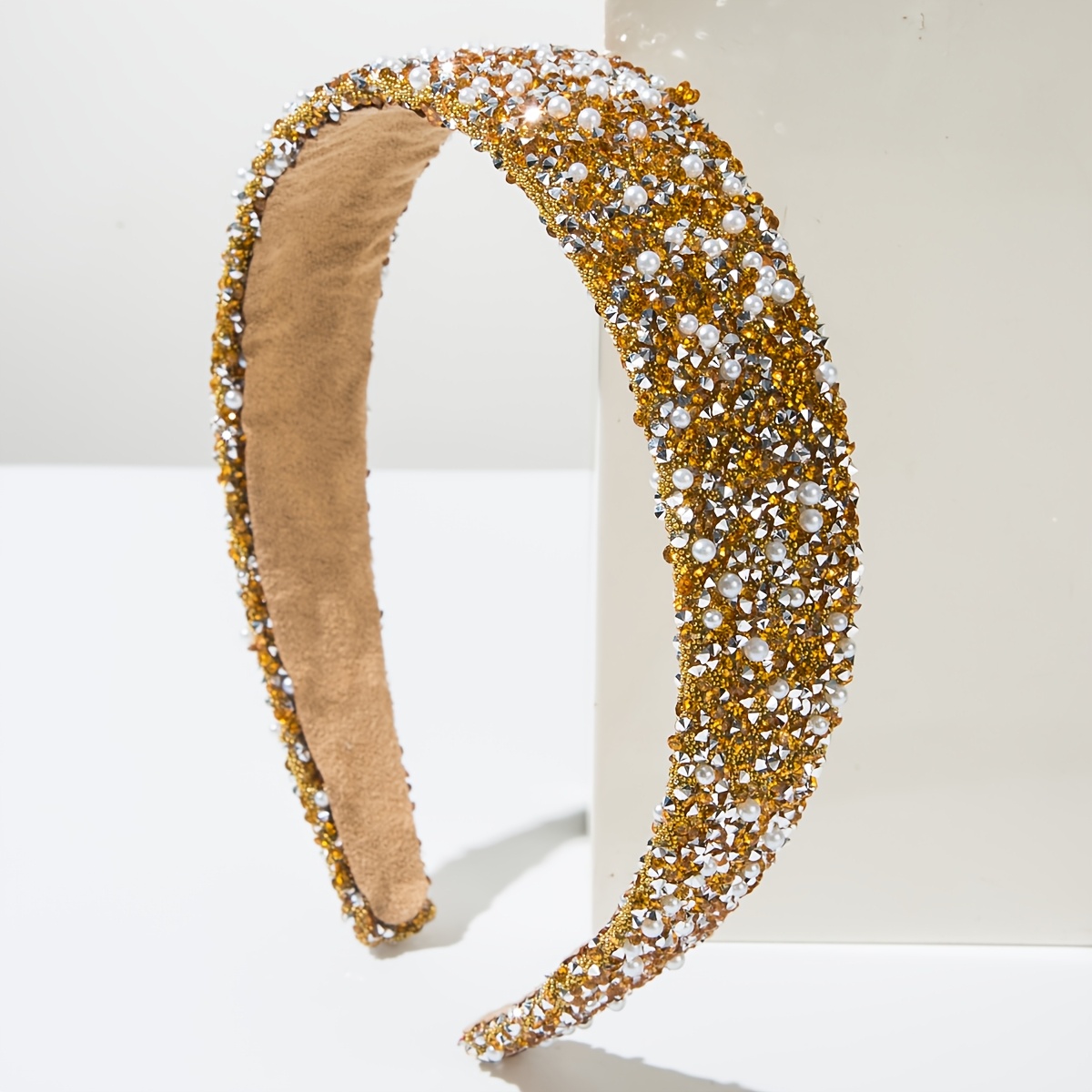 TEMU -border New Colorful Hairband With Full And Rhinestone Korean-style Ultra-sparkling Light Luxury Headband, High-end Hair Accessory For Women
