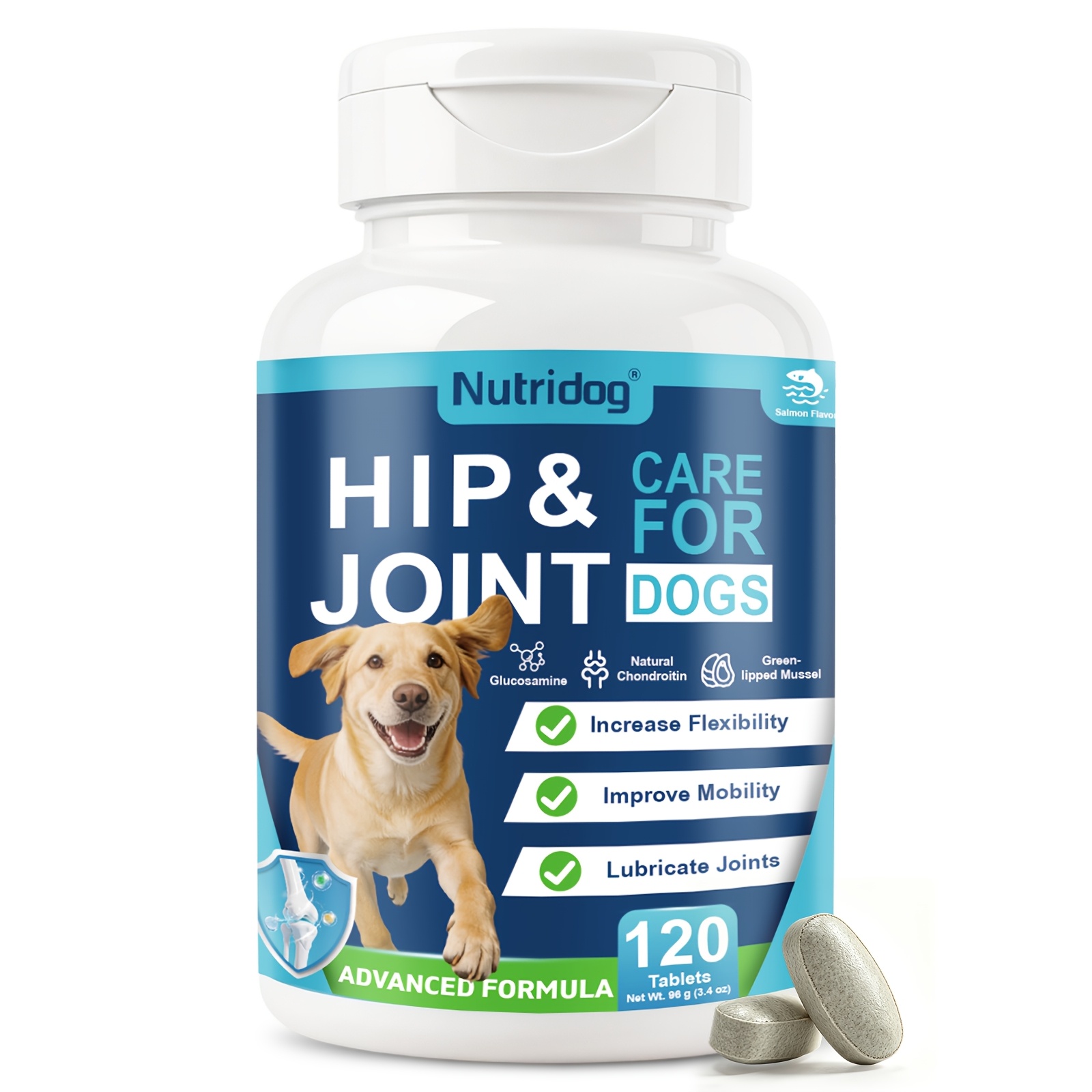 Image of Nutridog Advanced Hip And Joint Supplement For All Dogs, & Chondroitin-joint & Muscle Health, Msm, Salmon Oil - Mobility & Flexibility - , Salmon Flavor, 120 Count