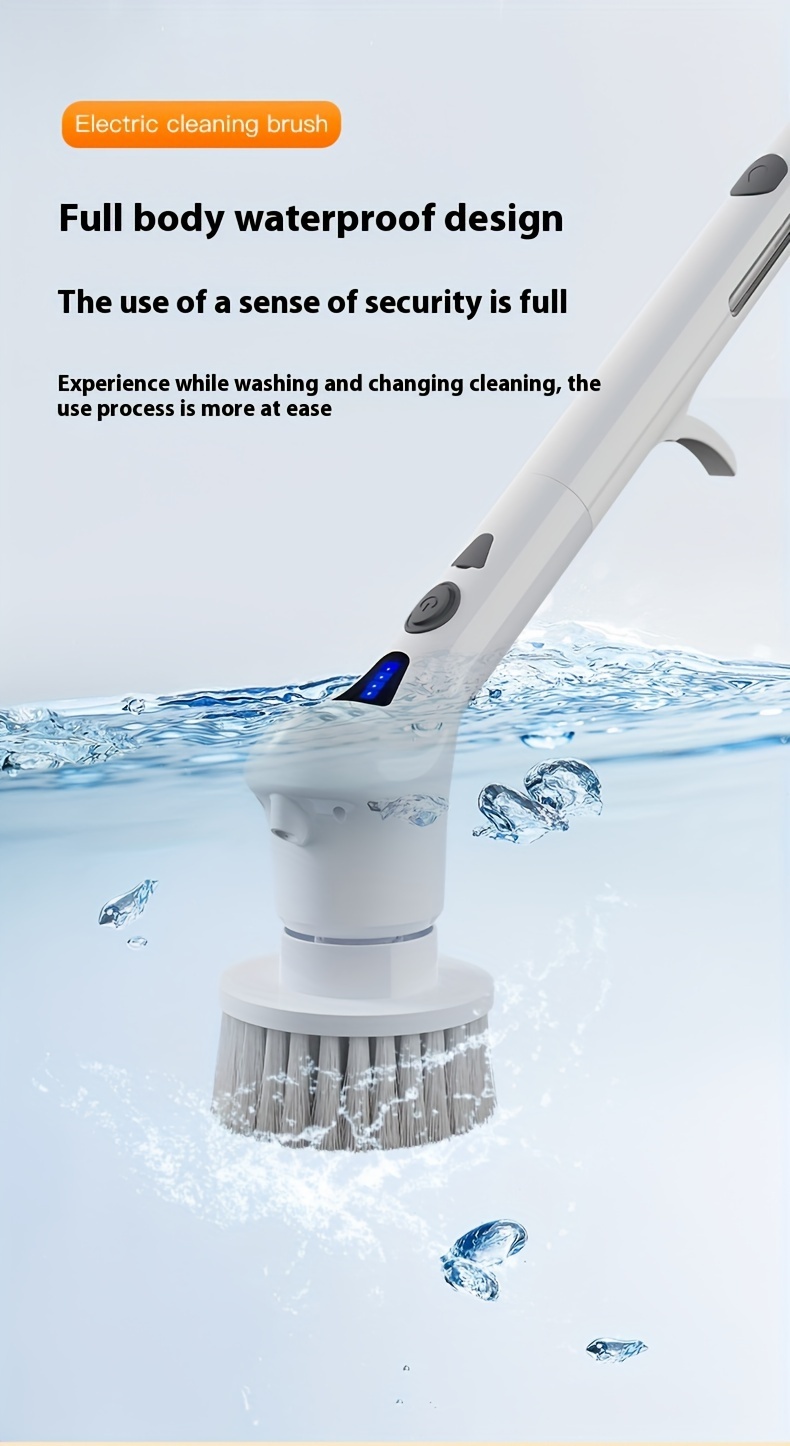 sprayable electric rotating cleaning brush electric cleaning brush wireless cleaning brush ip56 waterproof with 9 replaceable brush heads 9 in 1 with extended handle suitable for toilets bathrooms bathtubs tiles floors wooden floors cars details 16