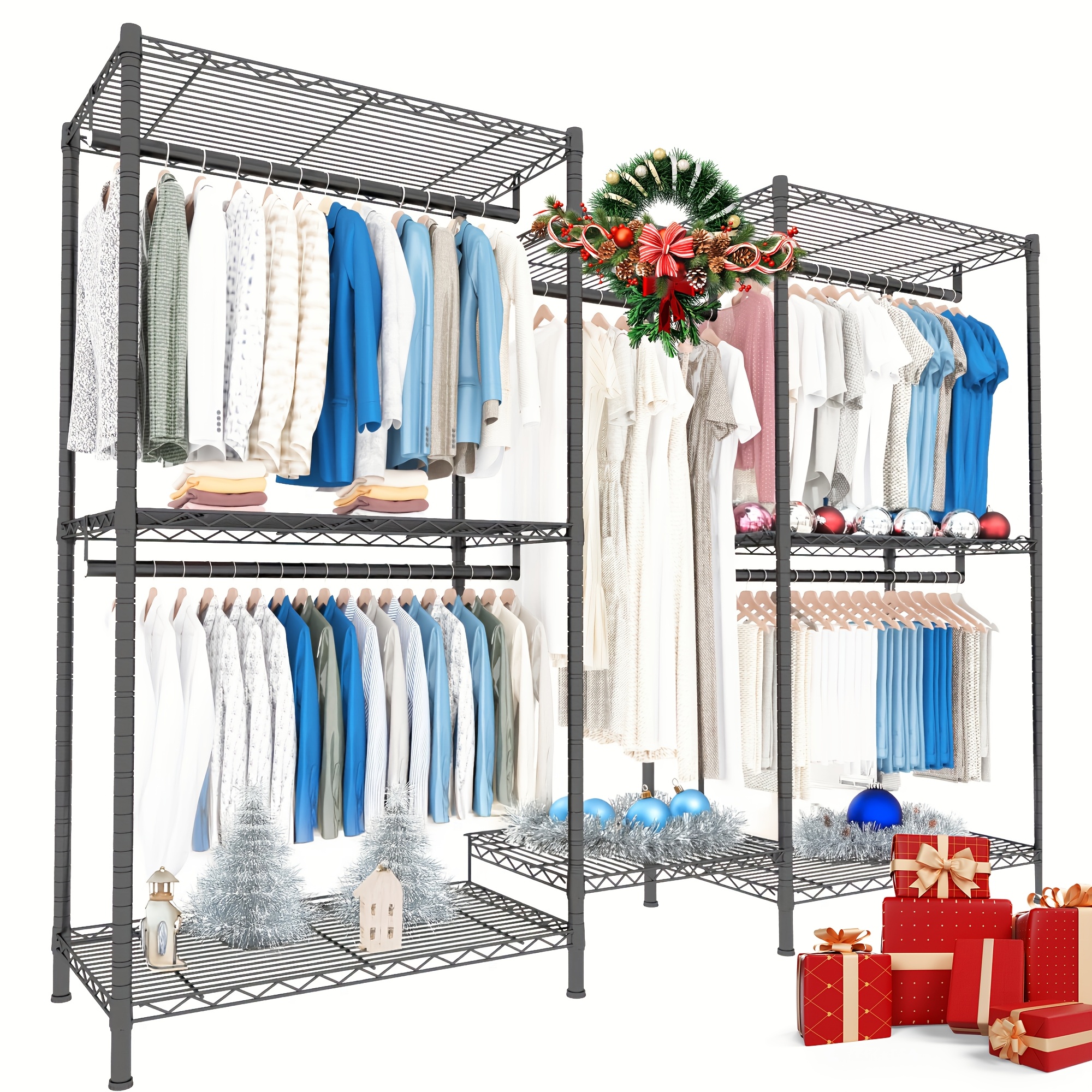 

Clothes Rack Heavy Duty Clothing Rack 835lbs Clothing Racks For Hanging Clothes Rack Metal Garment Rack Heavy Duty Clothes Rack Free Standing Closet, 77.1" Hx75.1 "wx17.9" D