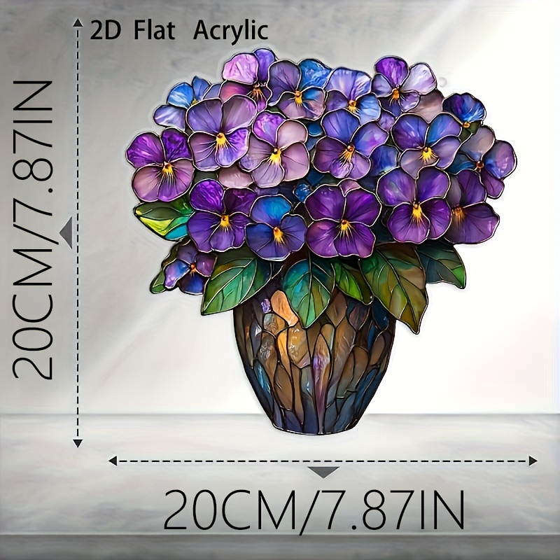 Image of 2d Flat, 1pc, 2d Flat Elegant Violet Flower Acrylic Sun Catcher - Perfect For Living Room Decor And Garden Enthusiasts, 2d Flat