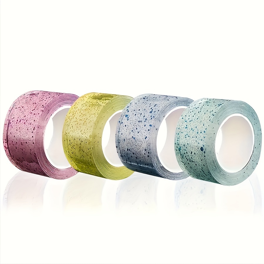 

4 Rolls Of 0.78 Inch Sequins Transparent Colorful Nano Double Tape - High Sticky Nano Bubble Tape For Diy Crafts, Office, And Classroom Use - 4 Pieces (1m Length, 2cm Width)