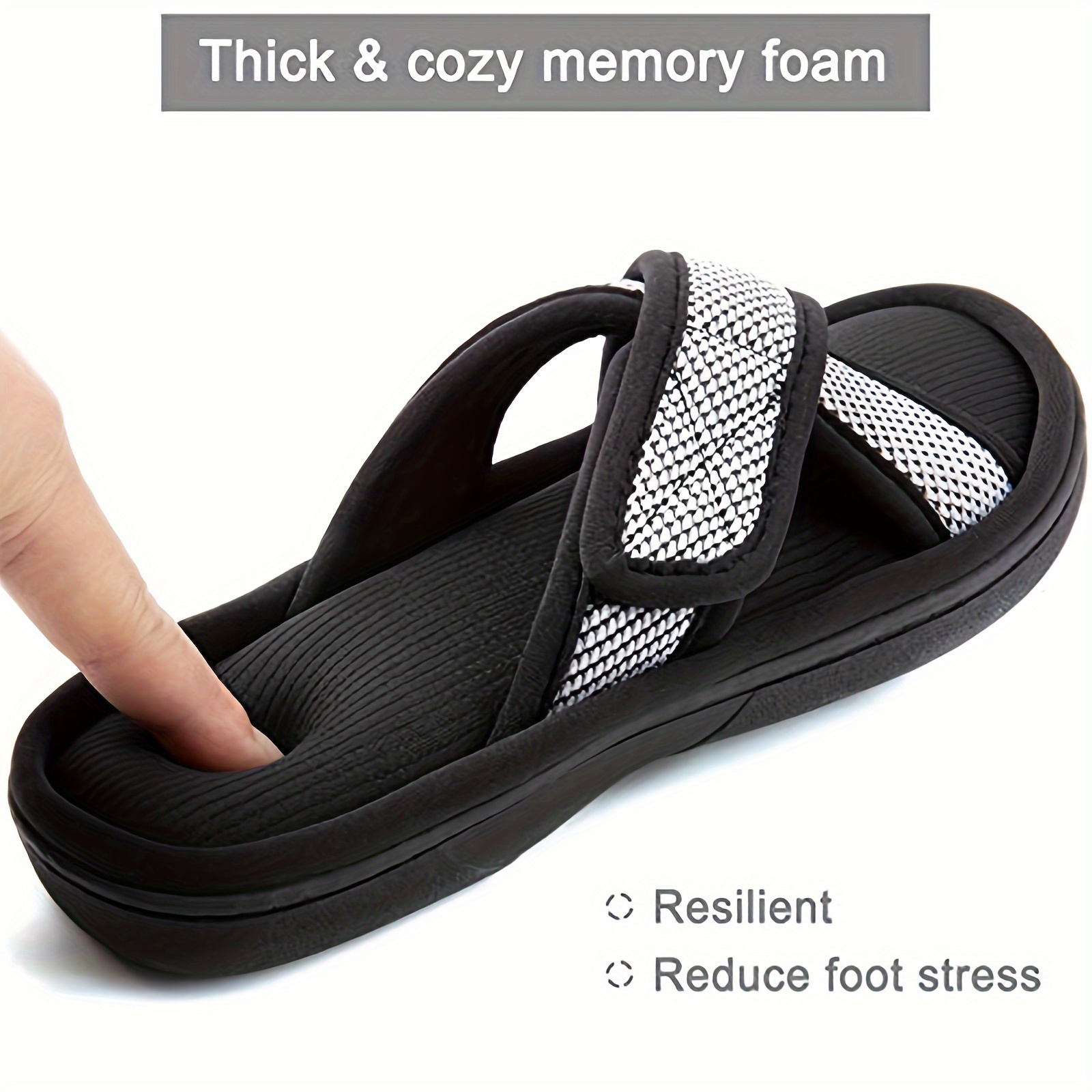 women s memory foam slide slippers slip open toe cross brand details 0