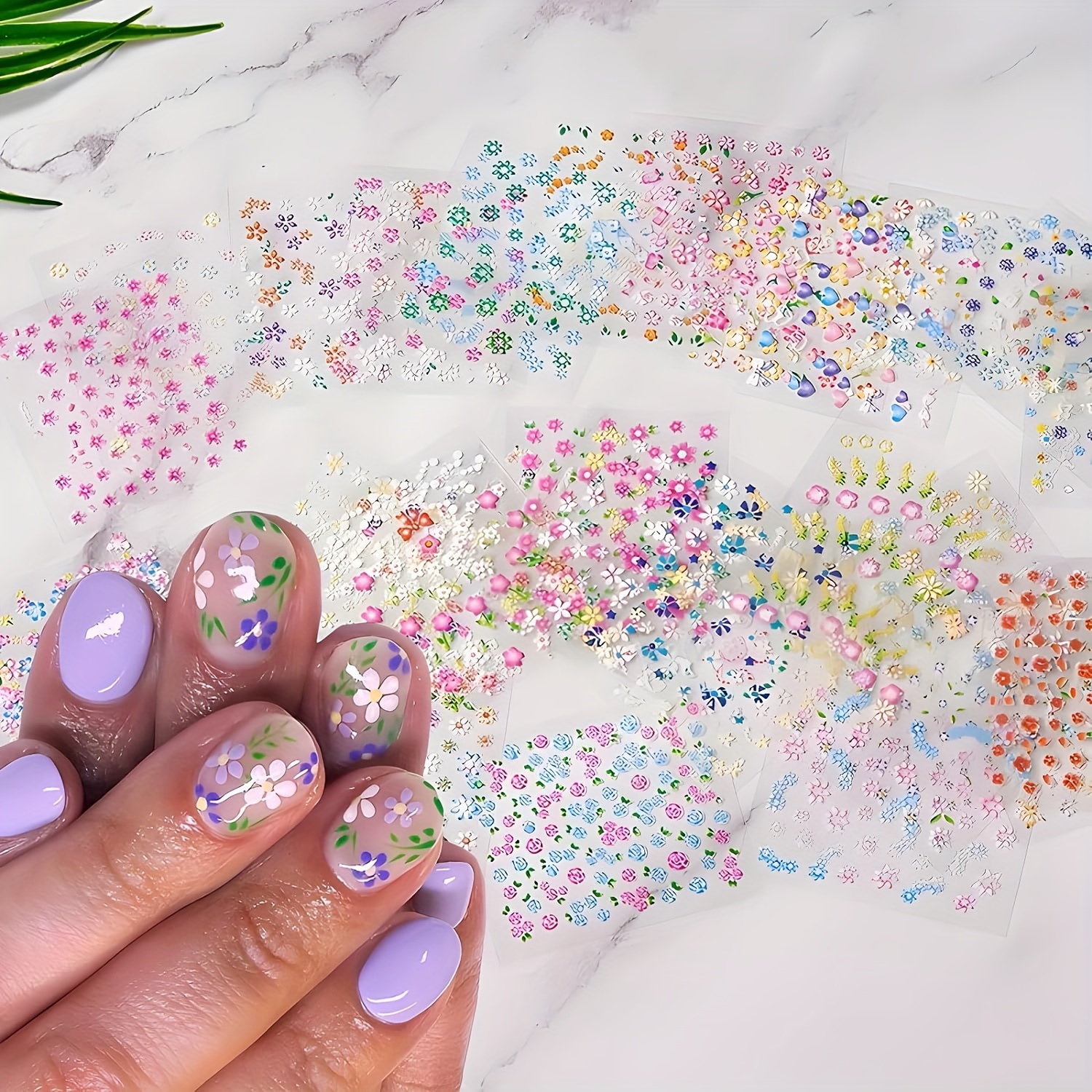 30 Blatt 3D Nagelsticker: Frühlingsblumen, Selbstklebend Für Nail Art