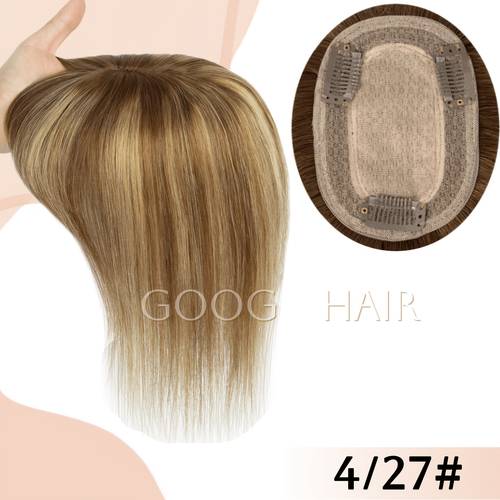 real human hair topper suitable for thin hair blonde hairpiece with 3 clips lace base breathable seamless hairpiece for women for bald shining hair for daily use