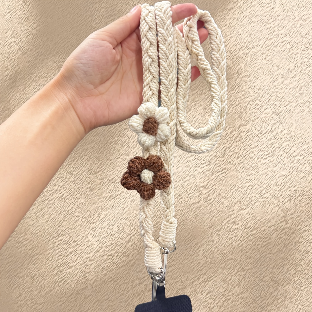 TEMU 1 pieza, Cordón Largo y Sencillo Tejido a para Teléfono Móvil Bandolera, Adornos Versátiles de Bolso & Colgantes Para Micrófonos, Correa