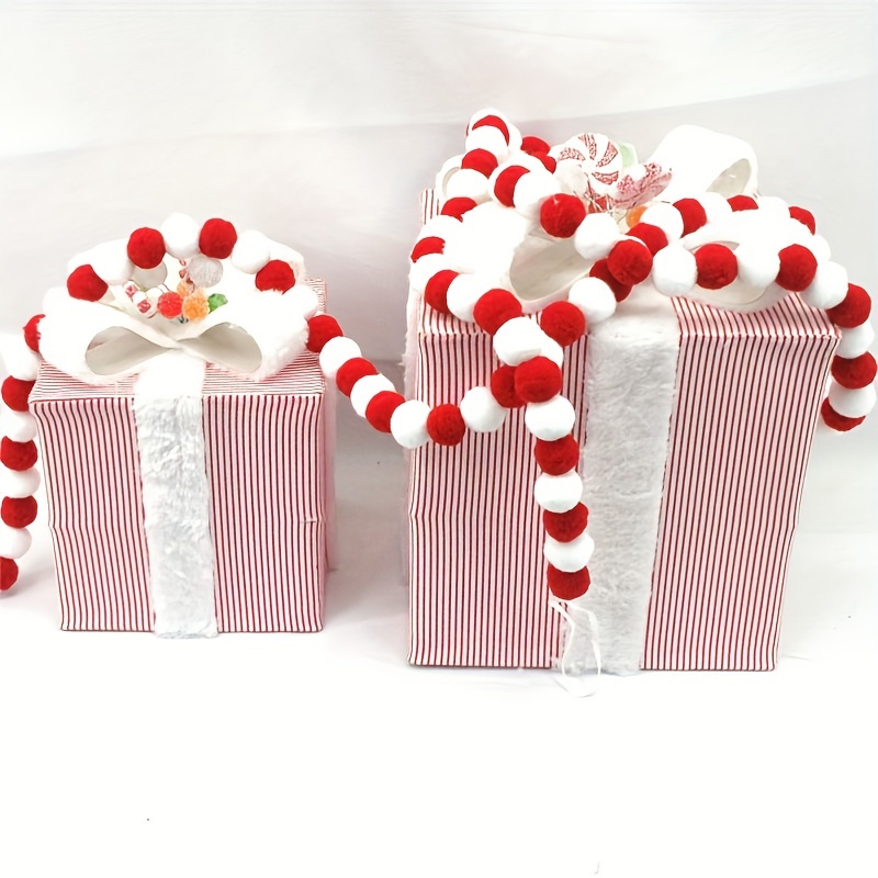 Image of (2pcs) 72inch Red/white Pom Pom () Long Vines, Suitable For Christmas/new Year/easter/valentine's Day/party/shop Decoration
