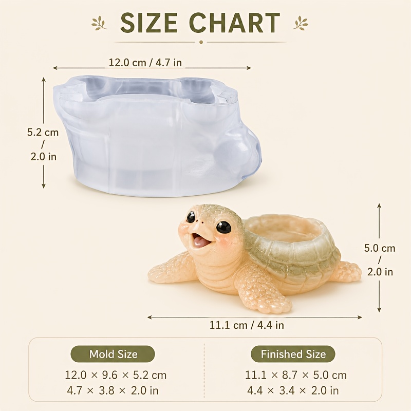 TEMU Kawaii Sea Turtle Cement Pot Silicone Mold, Reusable Gypsum Flowerpot Mold For Plaster Craft, Resin Mold For Decorative Desktop Trinket Jewelry