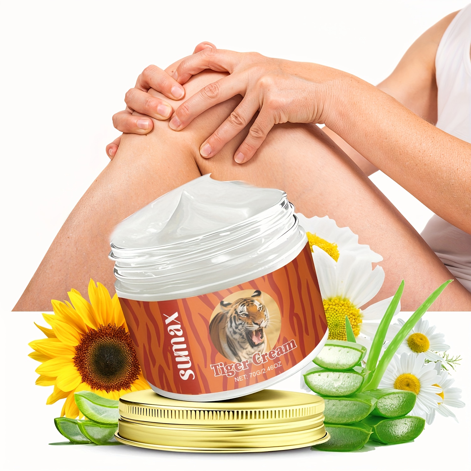 sumax tiger massage cream 1 76  formula joint muscle relief cream for neck shoulders waist knees ankles alcohol free easy absorption unisex for men women   gift massage oil sleek jar   ingredients details 6