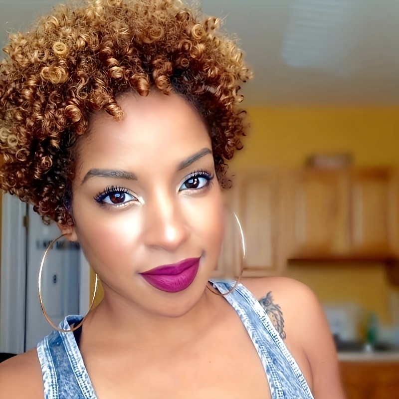 TEMU Hair Short Bob Wig With Bangs Short Afro Wigs For Women Synthetic Hair Wigs For Women Christmas Party, Music Festival