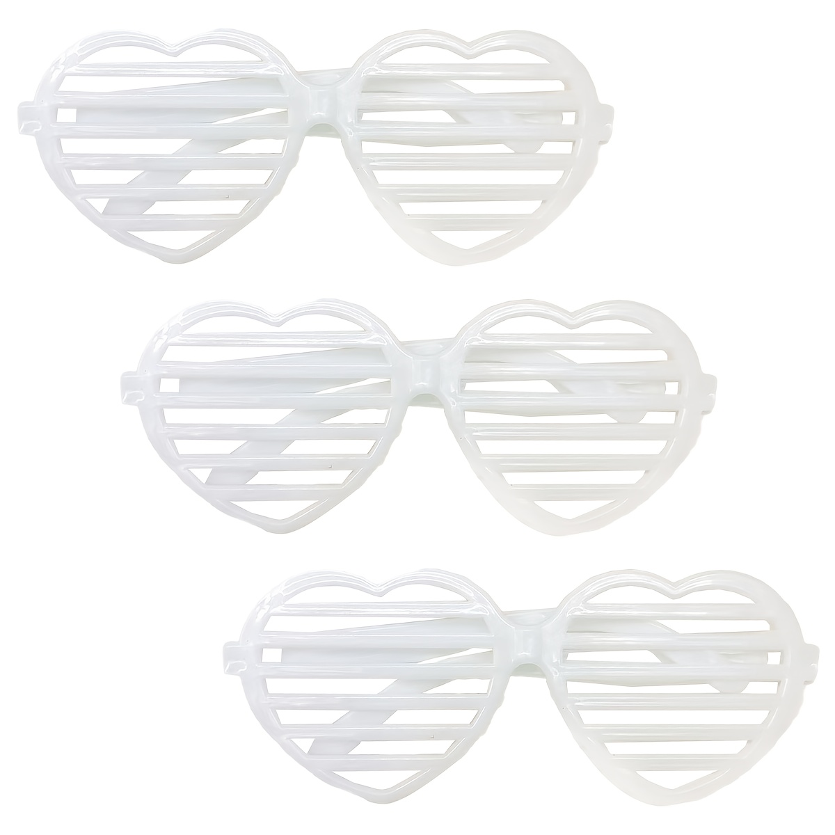 3pcs Multicolor Heart-shaped Blind-style Glasses Set For Birthday Parties, Beach Vacations, And Bestie Afternoon Tea Gatherings - A Fun And Vibrant Accessory Set To Add Sparkle And Decoration