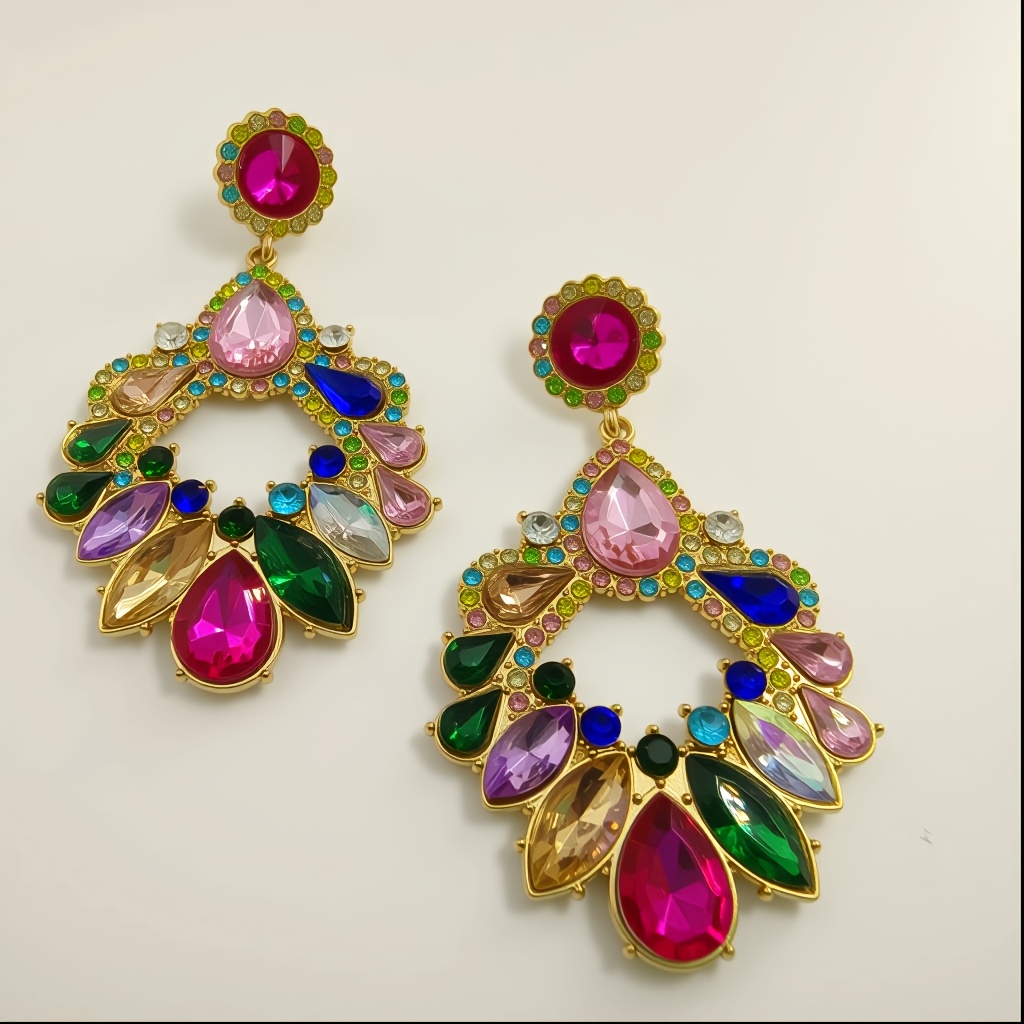[ Vortex]vibrant Crystal Asymmetrical Stud Earrings | Sophisticated And | , , And Imbued With A Whimsical , Earrings Are Stunning