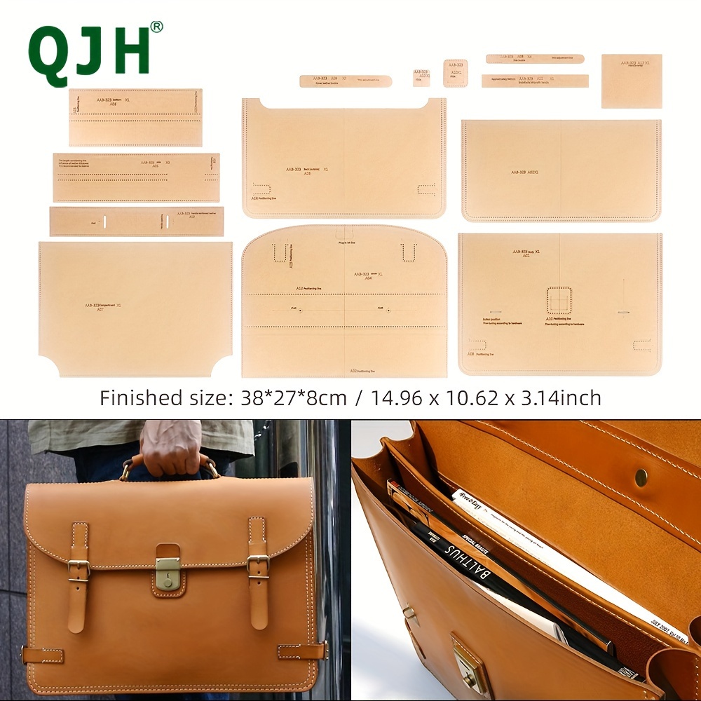 

Diy Faux Leather Handbag Craft Kit - Vintage Style Briefcase Design Stencil Set For Handmade Business Bag Creation, Kraft Paper Templates & Tools Included