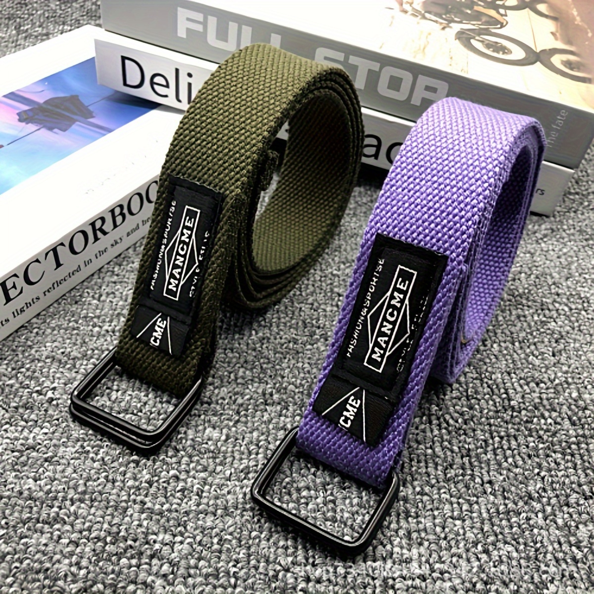 Canvas Braided Belt Double Ring Buckle Canvas Belt