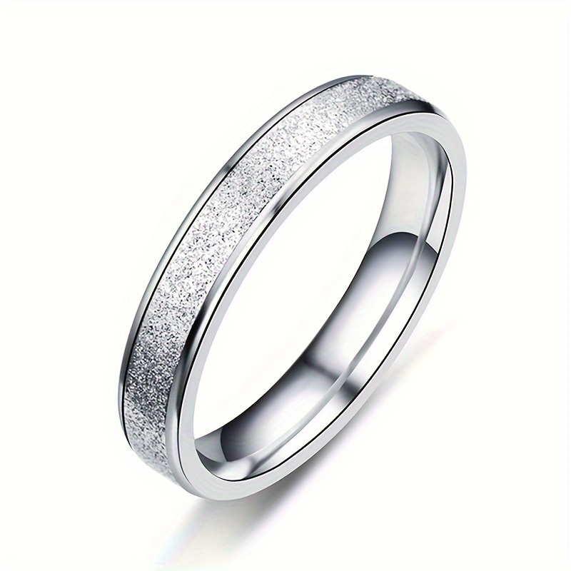 1pc Premium Matte Silver Plated Ring, Couple Easy Engagement Wedding Band, Fashion Versatile Gift Jewelry