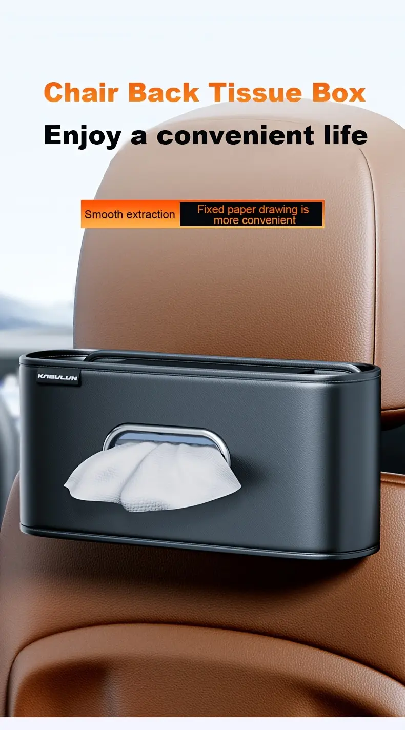 1pc leather car seat back tissue holder smooth extraction universal vehicles with armrest and headrest high quality interior accessory tissue holder for car Product details 0