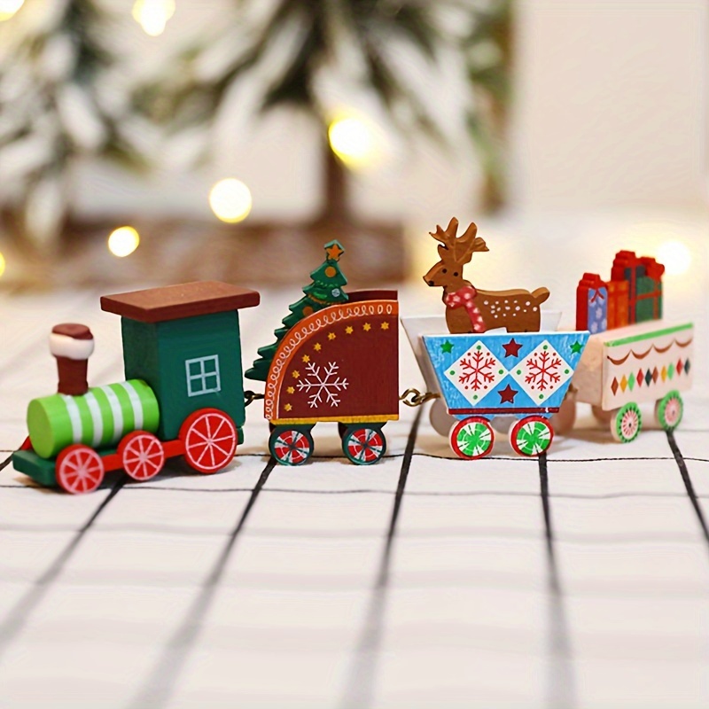 christmas wooden train set festive tabletop decor Temu United - Main Image