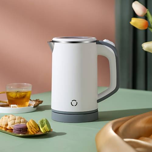 1pc stainless steel compact electric kettle 0 8 litre portable tea kettle heating swivel storage cord low power consumption kettle for household office etc