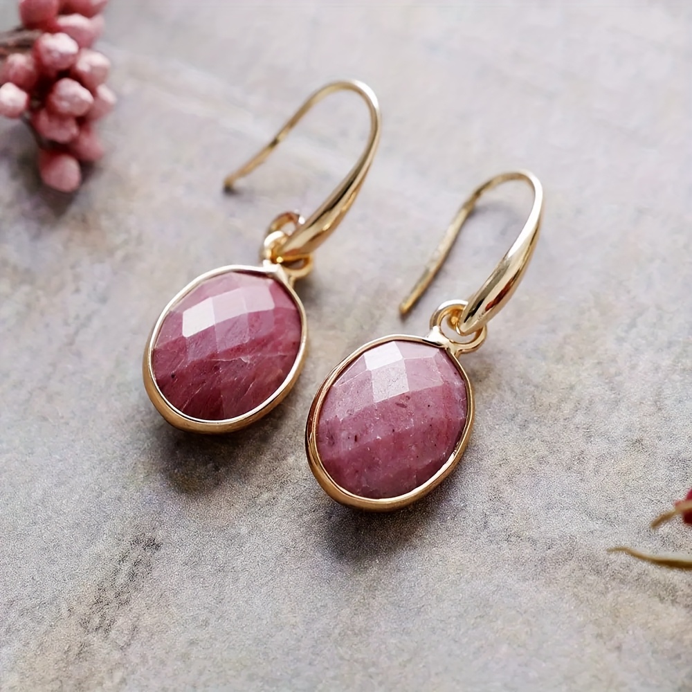 Image of Geometric Drop Earrings Made Crystals In 4 Styles - Elegant Hook Design Gemstone Jewelry For Women, Use And Romantic , An Ideal Minimalist Gift For Fashion Enthusiasts