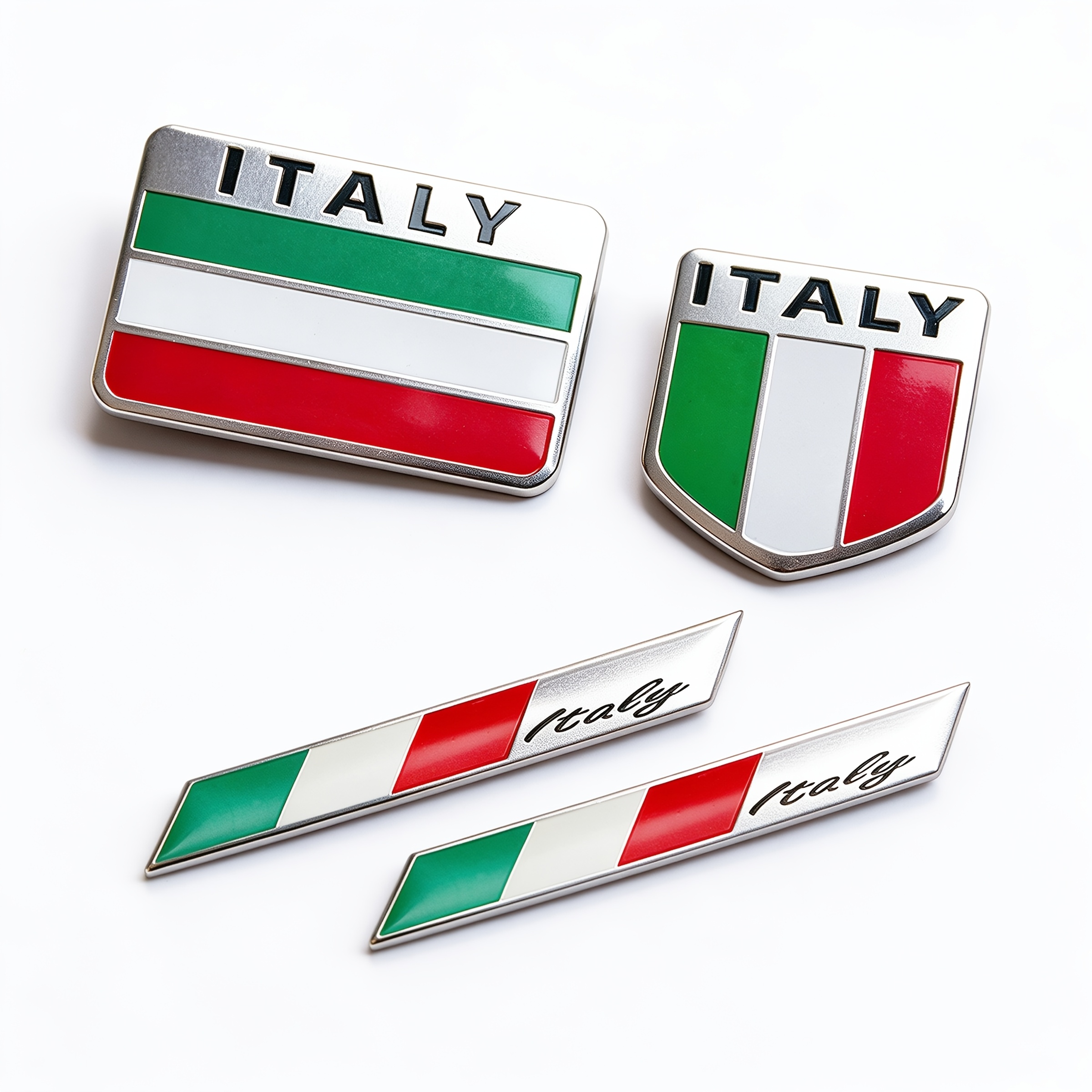 TEMU 4pcs Italy Flag Car Emblem Badge Decal, 3d Durable Exterior Decorative Cut-out Metal Emblems For Vehicles, Trucks, Suv, Bike - Exterior Styling