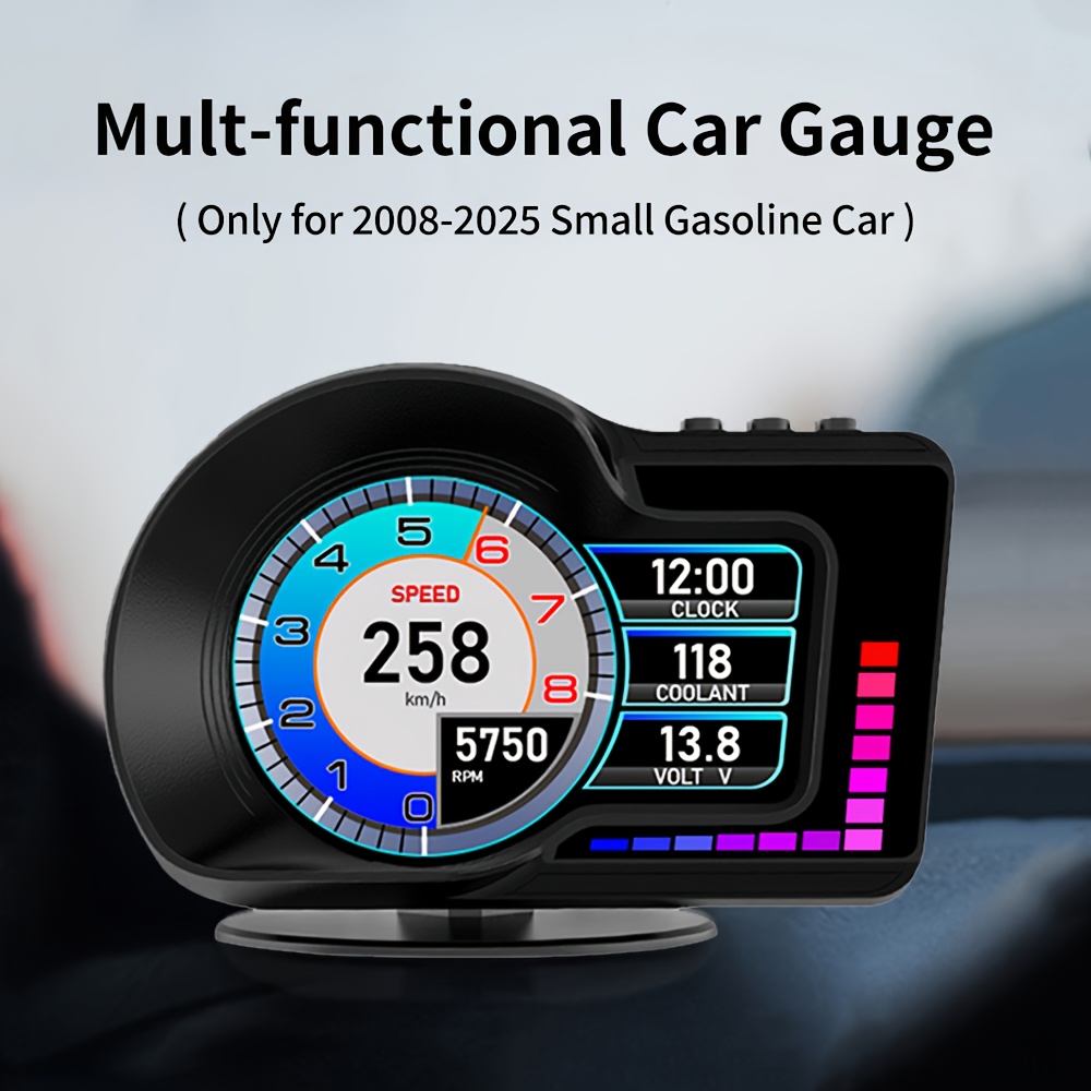   hud   display multi functional car gauge digital speedometer rpm tachometer voltmeter time multi meter for 90 small gasoline cars after 2008