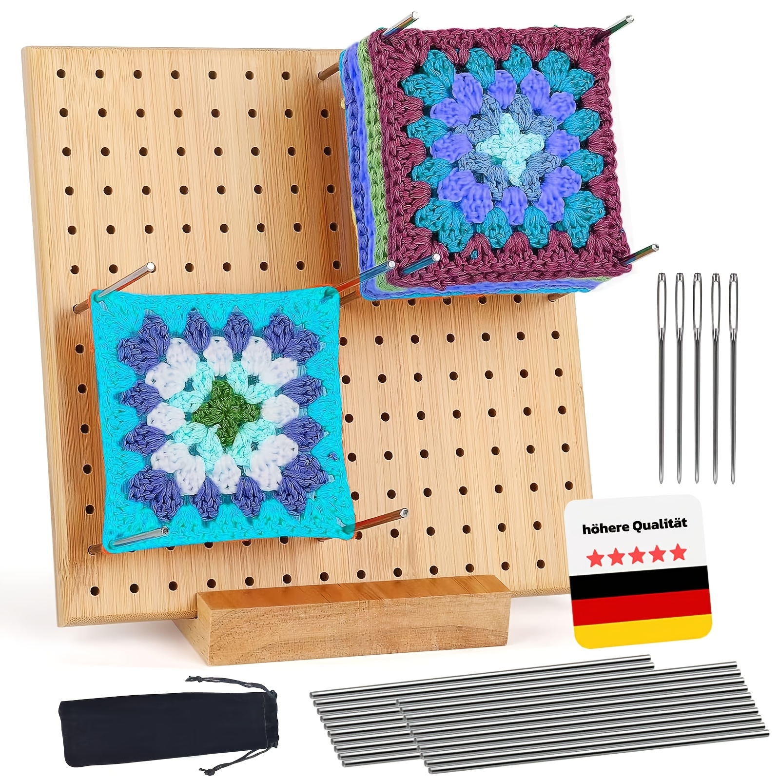 Square Wrench, 20 X 20 Cm Crochet Blocking Board, Crochet Blocking Board And Stainless Steel Fixing Rod , Square Tension Board, Crochet Blocking Board, Suitable For Knitting And Crochet Projects