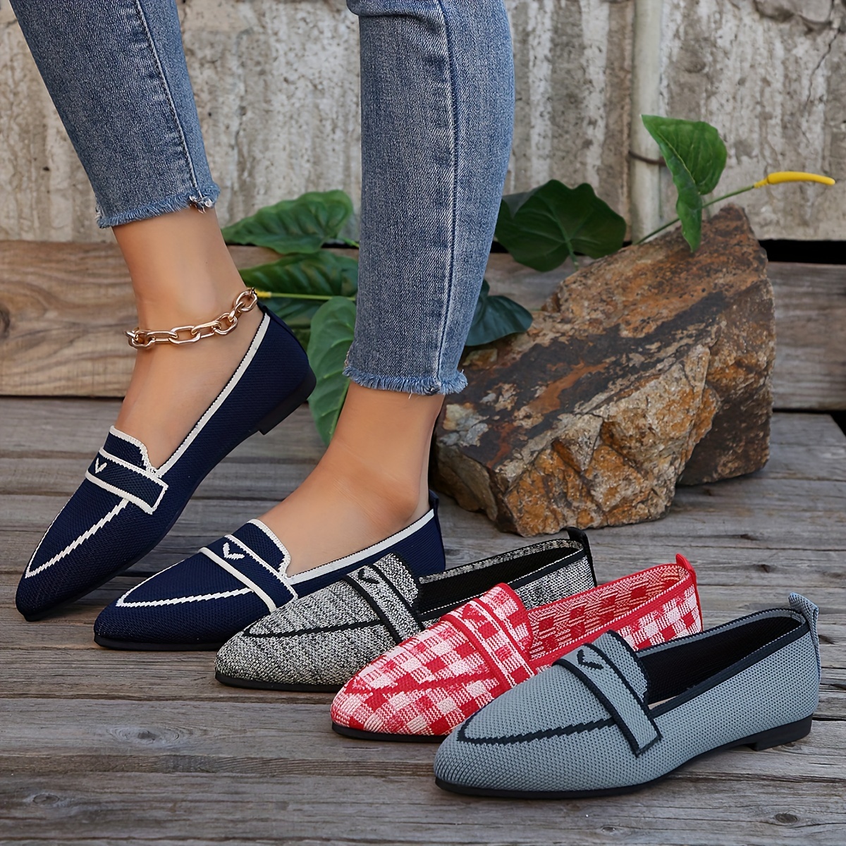 

Elegant Women's Slip-on Flats - Lightweight, Comfortable Style With Pointed Toe & , Hand Washable