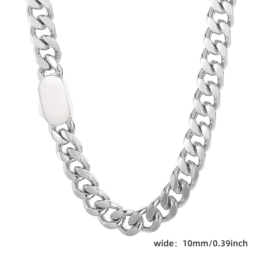 Men's Polished Stainless Steel Cuban Link Chain Necklace
